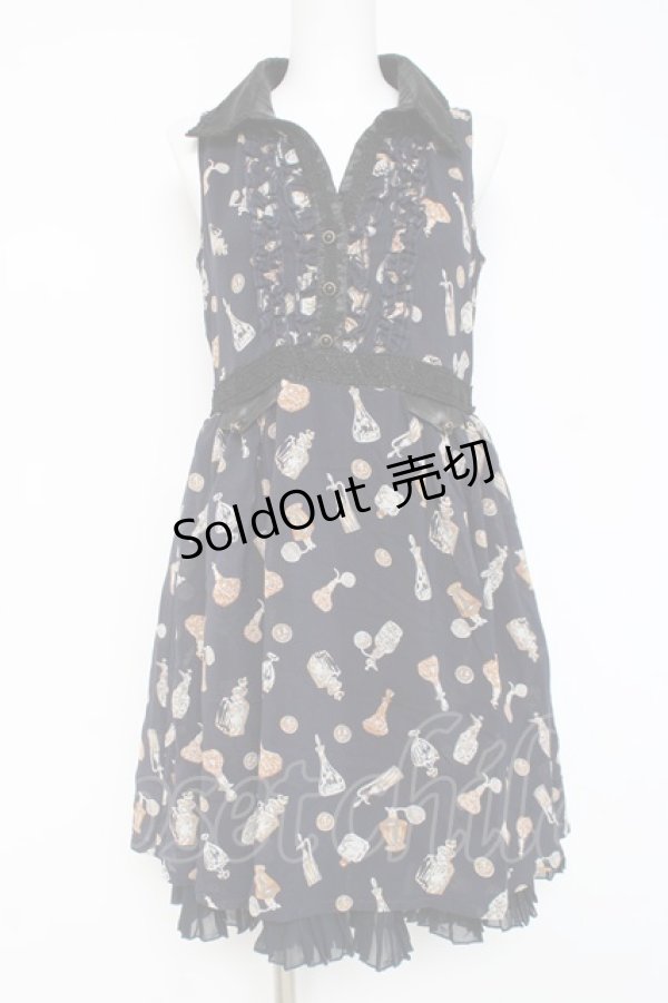 画像1: axes femme / 香水瓶柄ワンピース M 紺 Y-26-03-09-187-AX-OP-SZ-ZY (1)