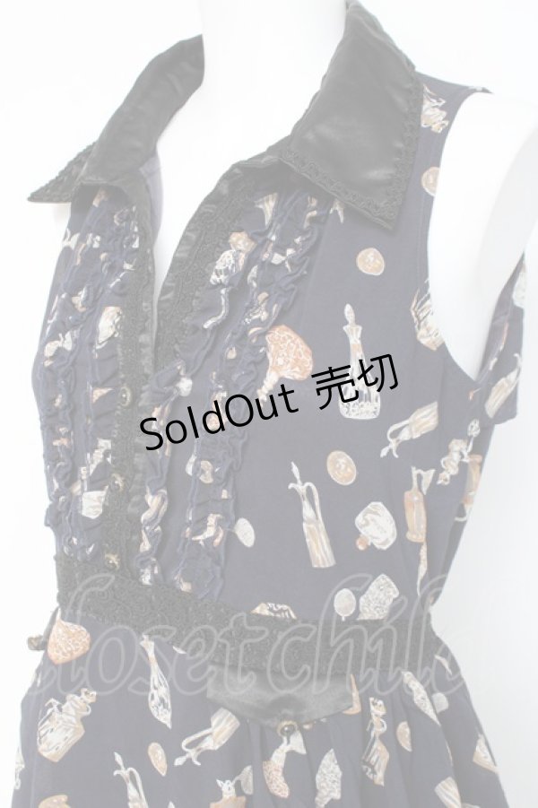 画像3: axes femme / 香水瓶柄ワンピース M 紺 Y-26-03-09-187-AX-OP-SZ-ZY (3)