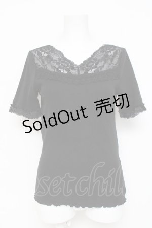 画像: axes femme / 透けレースVネックインナー M 黒 Y-26-03-09-021-AX-TO-SZ-ZY