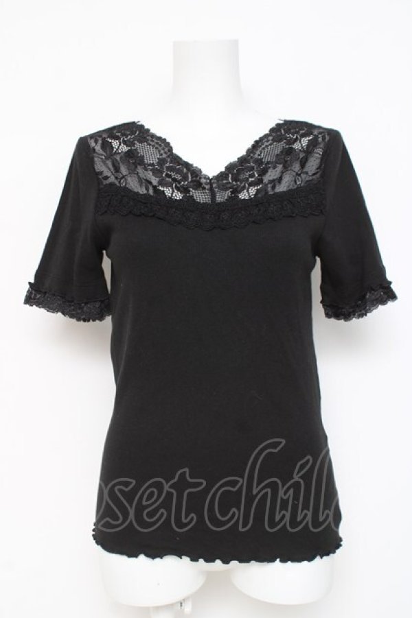 画像1: axes femme / 透けレースVネックインナー M 黒 Y-26-03-09-021-AX-TO-SZ-ZY (1)