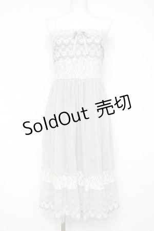 画像: axes femme / お花チュール使いワンピース  サックス Y-26-03-09-194-AX-OP-SZ-ZY