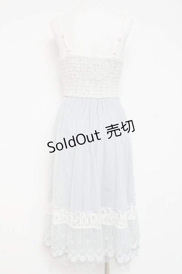 画像2: axes femme / お花チュール使いワンピース  サックス Y-26-03-09-194-AX-OP-SZ-ZY (2)