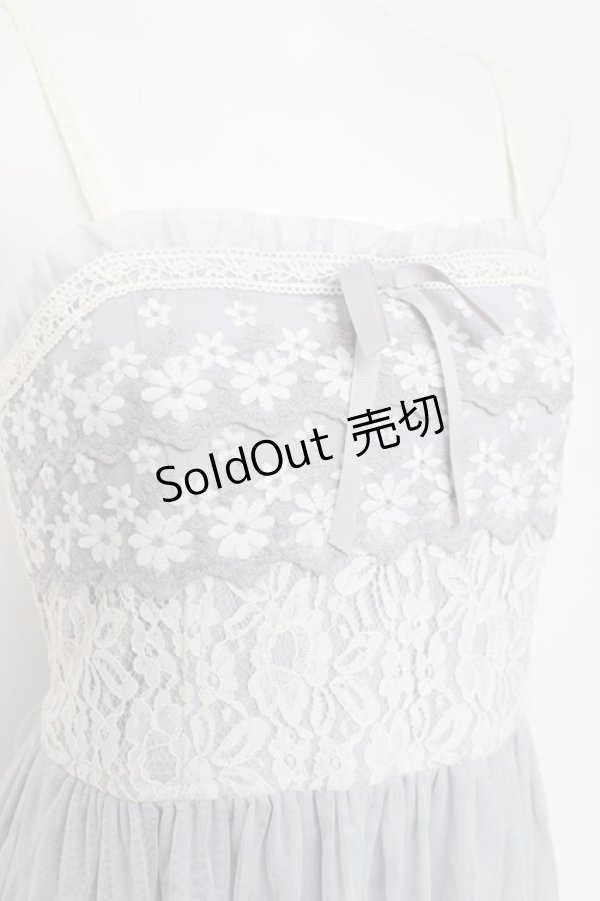 画像3: axes femme / お花チュール使いワンピース  サックス Y-26-03-09-194-AX-OP-SZ-ZY (3)