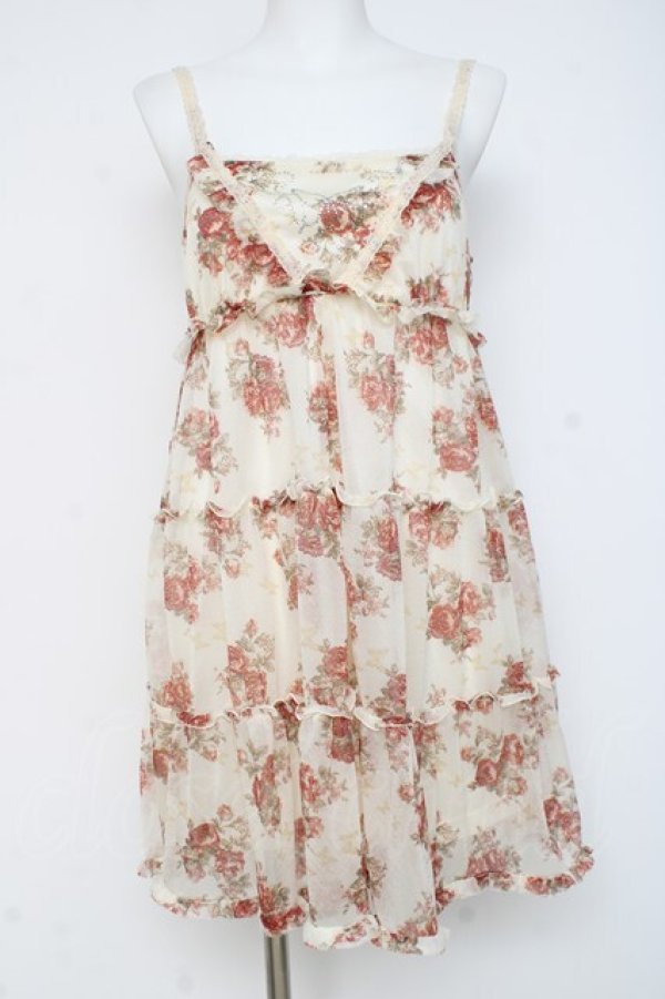 画像1: axes femme / バラブーケ×蝶トリコットワンピース M 生成り Y-26-03-09-196-AX-OP-SZ-ZY (1)