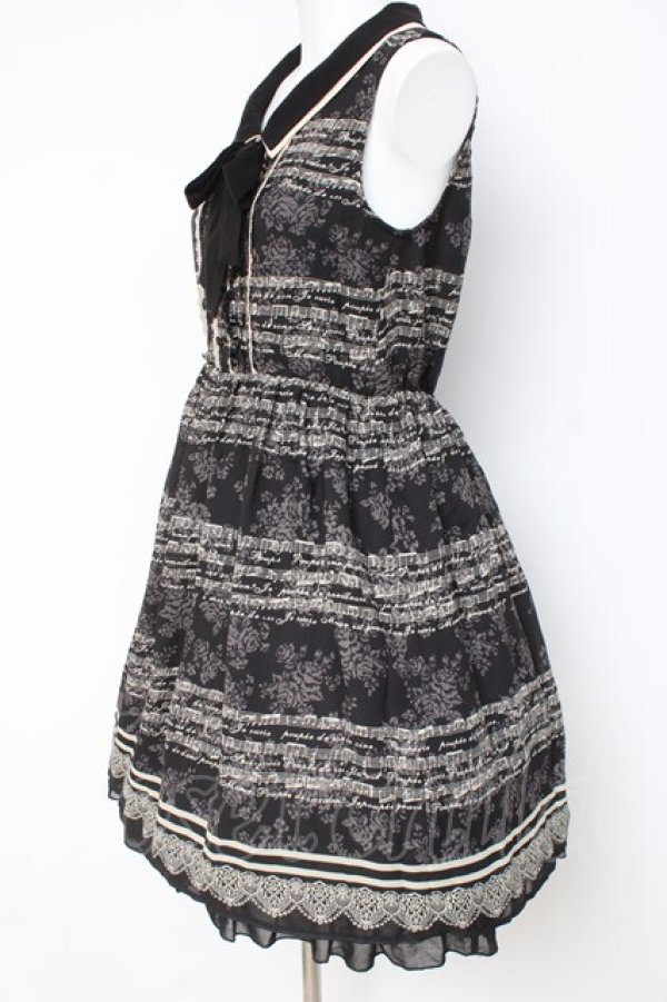 画像2: axes femme / 音符柄シフォンワンピース M 黒 Y-26-03-09-199-AX-OP-SZ-ZY (2)