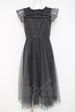 画像: axes femme / プリントチュールワンピース M 黒 Y-26-03-09-203-AX-OP-SZ-ZY