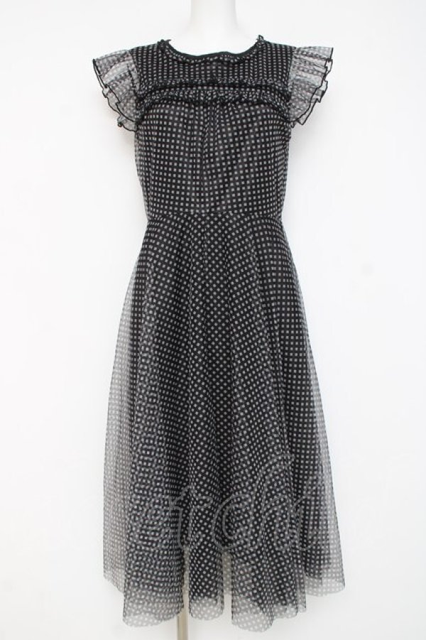 画像1: axes femme / プリントチュールワンピース M 黒 Y-26-03-09-203-AX-OP-SZ-ZY (1)