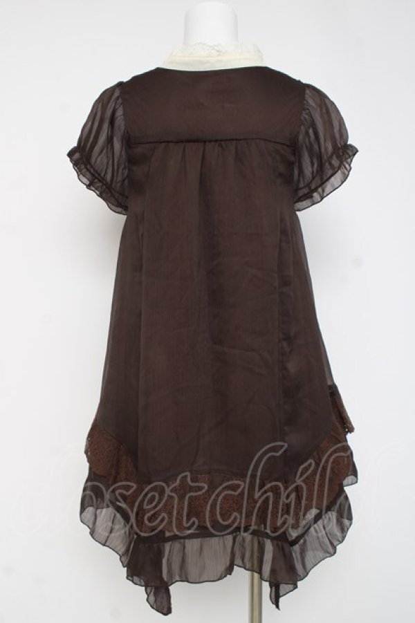 画像3: axes femme / ストライプシフォンチュニ M 茶 Y-26-03-09-204-AX-OP-SZ-ZY (3)