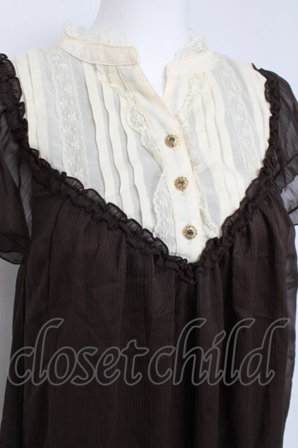 画像4: axes femme / ストライプシフォンチュニ M 茶 Y-26-03-09-204-AX-OP-SZ-ZY (4)