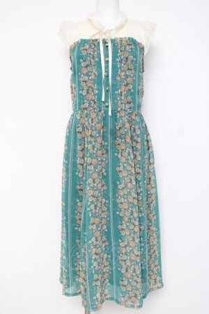 画像: axes femme / フラワーパターンノースリワンピース M グリーン Y-26-03-09-205-AX-OP-SZ-ZY