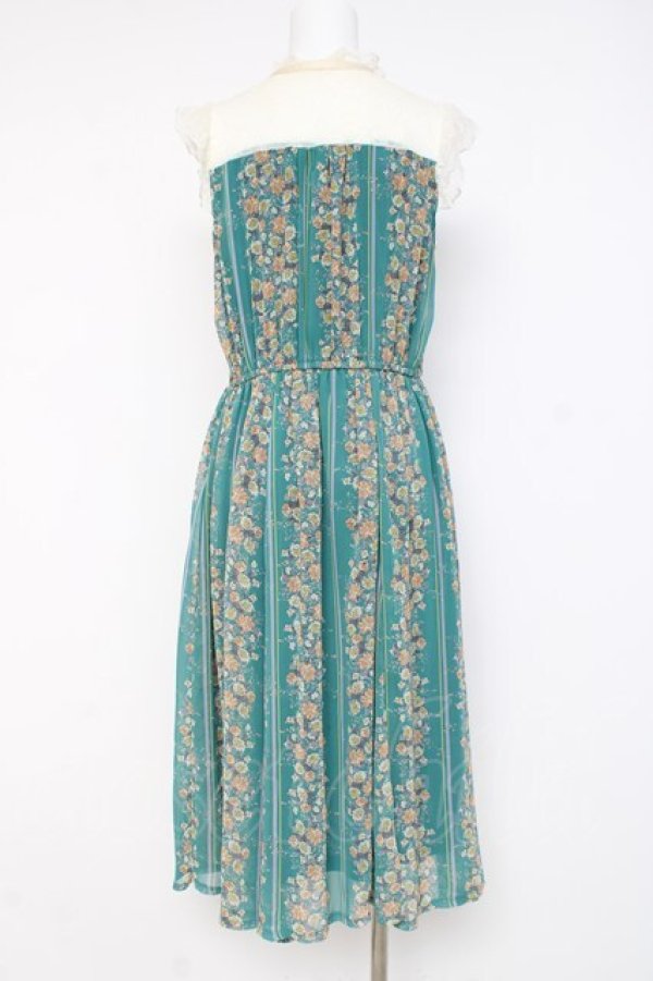 画像2: axes femme / フラワーパターンノースリワンピース M グリーン Y-26-03-09-205-AX-OP-SZ-ZY (2)