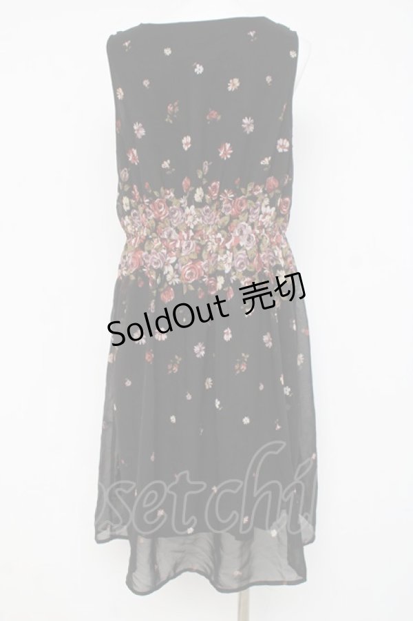 画像2: axes femme / パネルフラワープリントワンピース M 黒 Y-26-03-09-207-AX-OP-SZ-ZY (2)