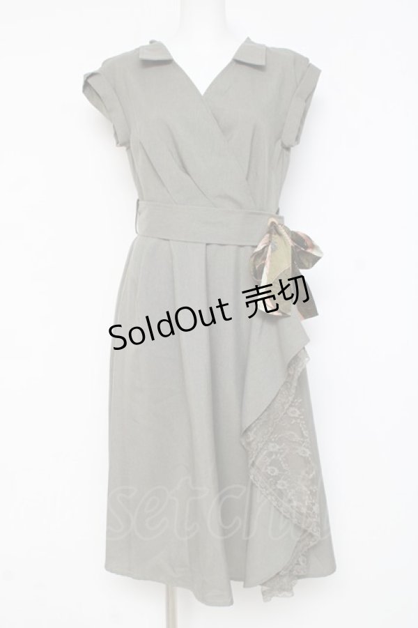 画像1: axes femme / ラップ風シャツワンピース M カーキ Y-26-03-09-208-AX-OP-SZ-ZY (1)