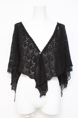 画像: axes femme / レース重ねケープトッパー M 黒 Y-26-03-09-023-AX-TO-SZ-ZY