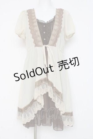 画像: axes femme / はしごレース使い重ね着チュニック M 茶 Y-26-03-09-210-AX-TO-SZ-ZY