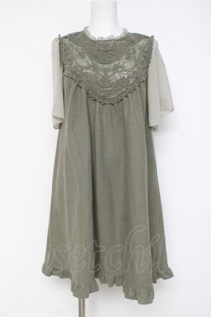 画像: axes femme / ヨークレースカットチュニック M カーキ Y-26-03-09-211-AX-OP-SZ-ZY