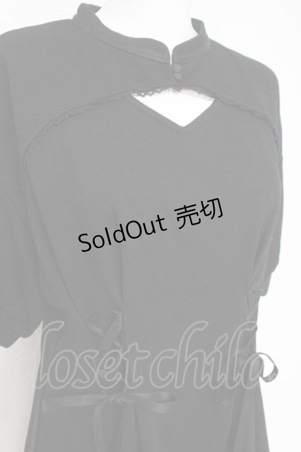 画像3: axes femme POETIQUE / 編み上げ半袖ワンピース  黒 Y-26-03-09-212-AX-OP-SZ-ZY (3)