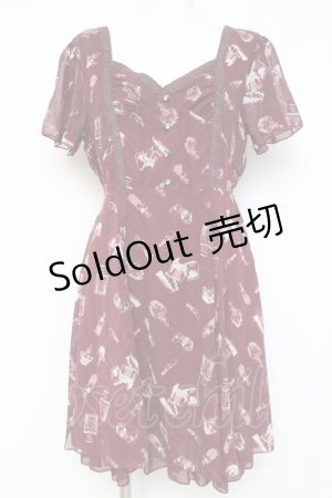 画像: axes femme / コスメ柄ワンピース  ワイン Y-26-03-09-213-AX-OP-SZ-ZY