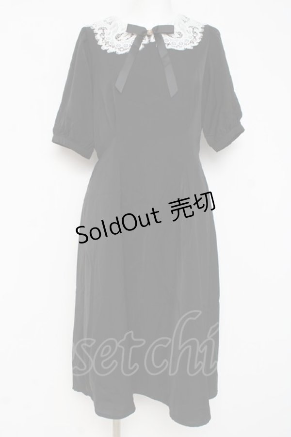 画像1: axes femme POETIQUE / レース襟デザインワンピース M 黒 Y-26-03-09-215-AX-OP-SZ-ZY (1)