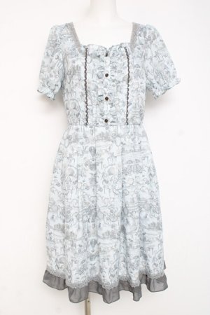 画像: axes femme / アンティーク柄ワンピース M サックス Y-26-03-09-217-AX-OP-SZ-ZY