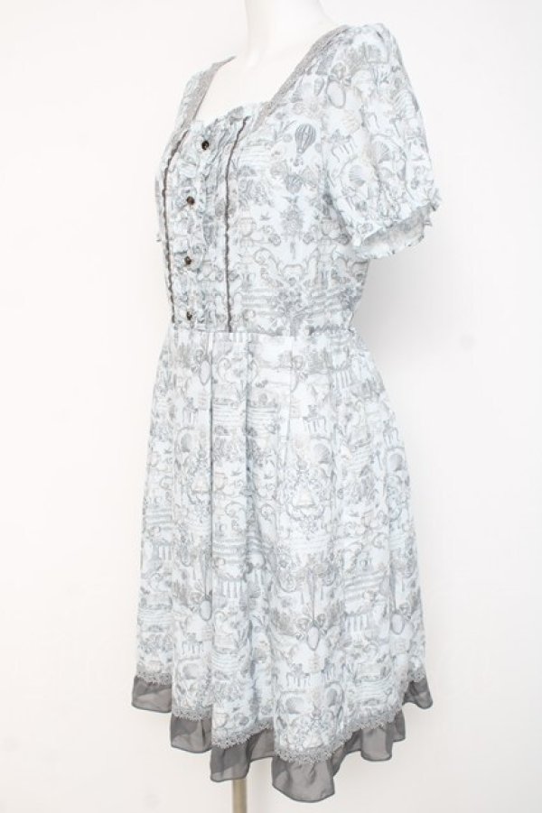 画像2: axes femme / アンティーク柄ワンピース M サックス Y-26-03-09-217-AX-OP-SZ-ZY (2)