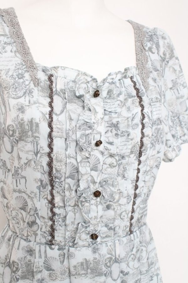 画像4: axes femme / アンティーク柄ワンピース M サックス Y-26-03-09-217-AX-OP-SZ-ZY (4)