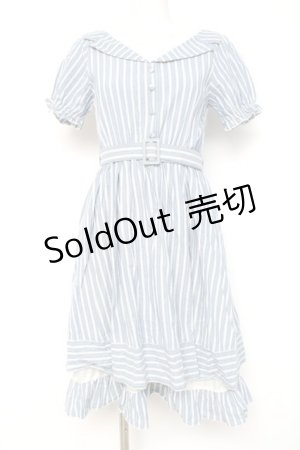 画像: axes femme POETIQUE / ストライプレイヤード風ワンピース M サックス Y-26-03-09-218-AX-OP-SZ-ZY