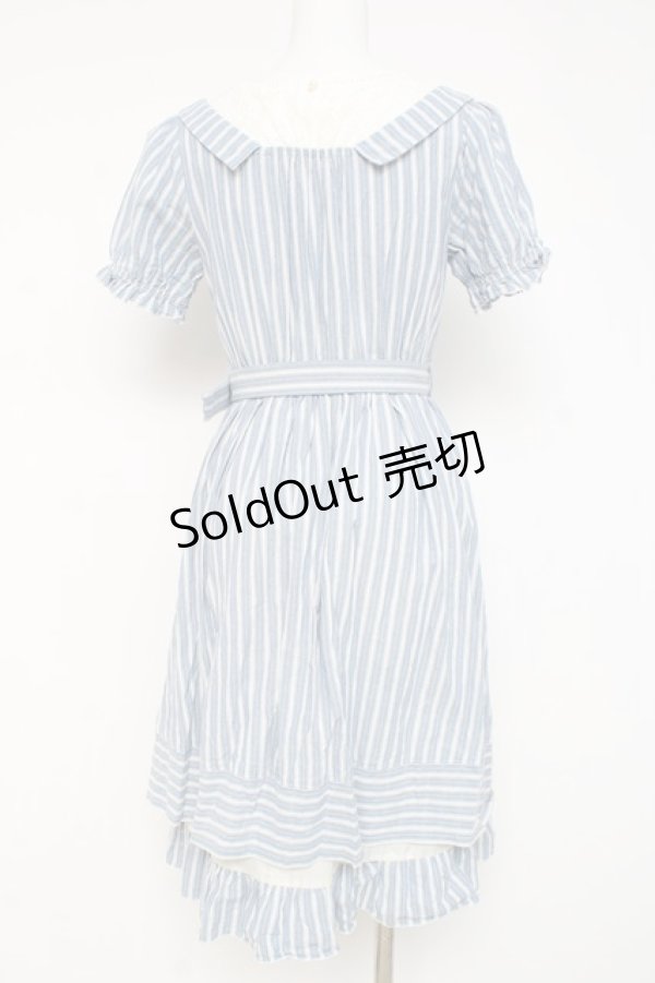 画像2: axes femme POETIQUE / ストライプレイヤード風ワンピース M サックス Y-26-03-09-218-AX-OP-SZ-ZY (2)