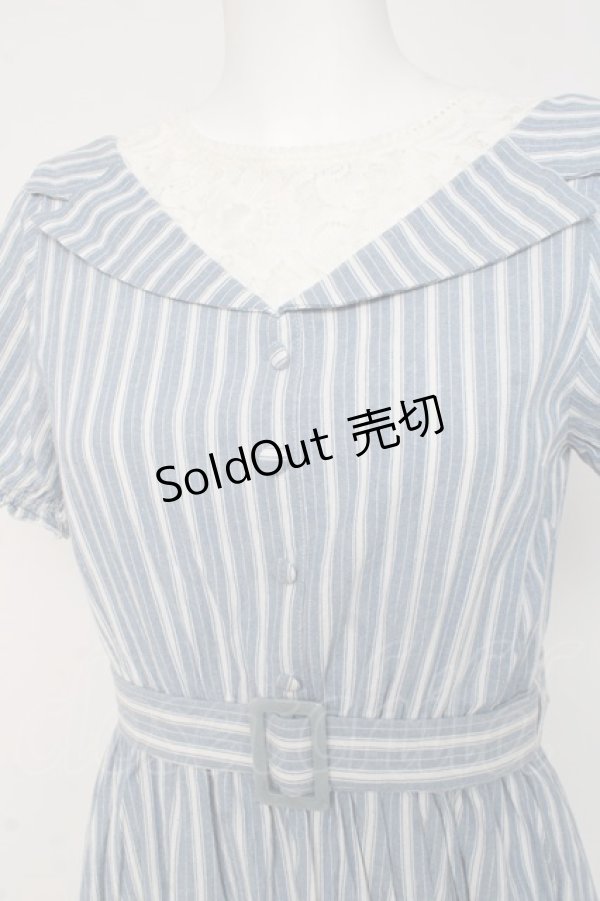 画像3: axes femme POETIQUE / ストライプレイヤード風ワンピース M サックス Y-26-03-09-218-AX-OP-SZ-ZY (3)