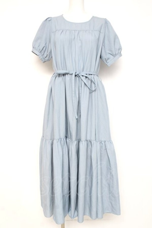 画像1: axes femme POETIQUE / ティアードロングワンピース M サックス Y-26-03-09-221-AX-OP-SZ-ZY (1)