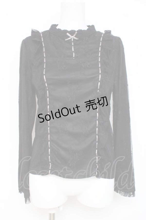 画像1: axes femme / はしごレースデザインプルオーバー M 黒 Y-26-03-09-025-AX-TO-SZ-ZY (1)