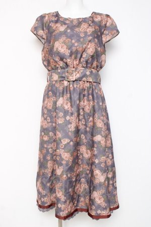 画像: axes femme NOSTALGIE / 花柄ベルト付きワンピース M ダークラベンダー Y-26-03-09-226-AX-OP-SZ-ZY
