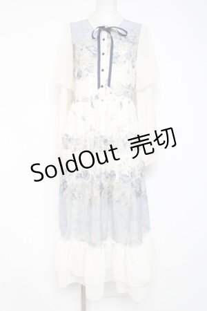 画像: axes femme / フラワーパネルプリントレースワンピース F サックス Y-26-03-09-227-AX-OP-SZ-ZY