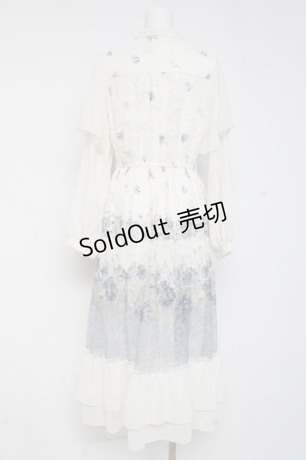 画像3: axes femme / フラワーパネルプリントレースワンピース F サックス Y-26-03-09-227-AX-OP-SZ-ZY (3)