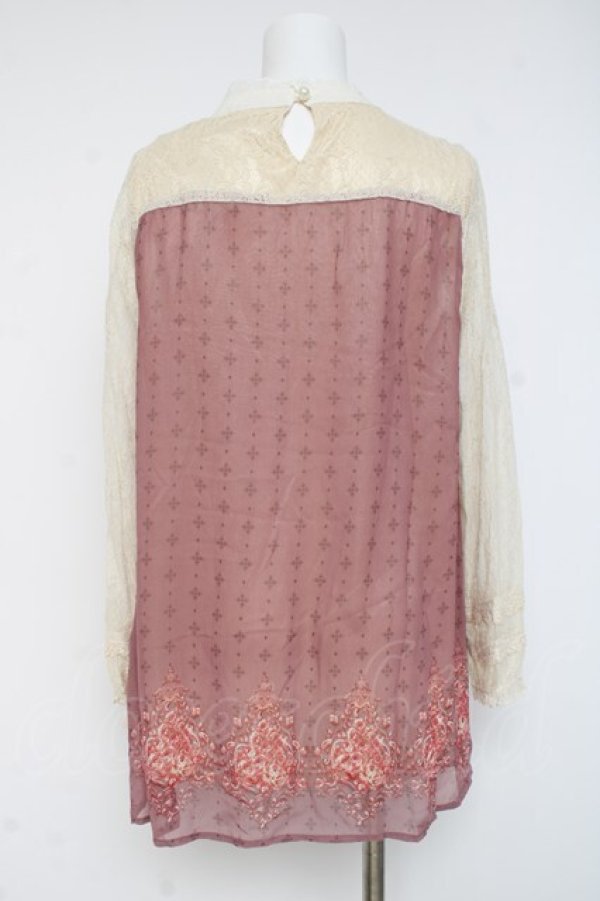 画像2: axes femme / レース×プリントチュニ  ピンク Y-26-03-09-228-AX-OP-SZ-ZY (2)