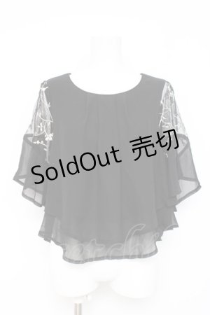 画像: axes femme / 肩花柄刺繍フレアプルオーバー  黒 Y-26-03-09-026-AX-TO-SZ-ZY