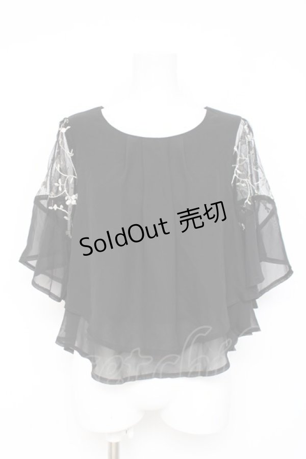 画像1: axes femme / 肩花柄刺繍フレアプルオーバー  黒 Y-26-03-09-026-AX-TO-SZ-ZY (1)