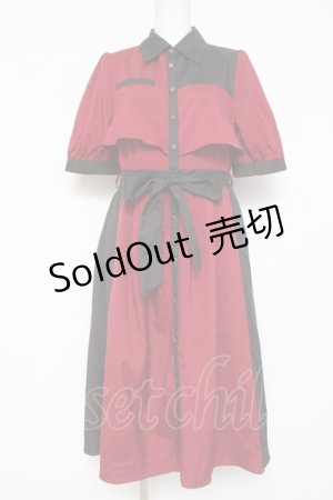 画像: axes femme / バイカラーシャツワンピース F 赤 Y-26-03-09-231-AX-OP-SZ-ZY