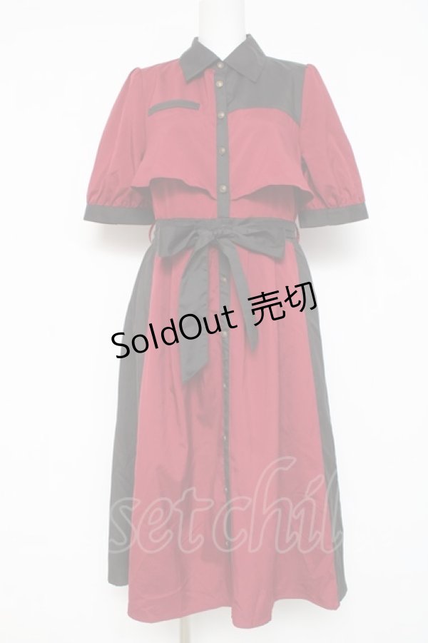 画像1: axes femme / バイカラーシャツワンピース F 赤 Y-26-03-09-231-AX-OP-SZ-ZY (1)