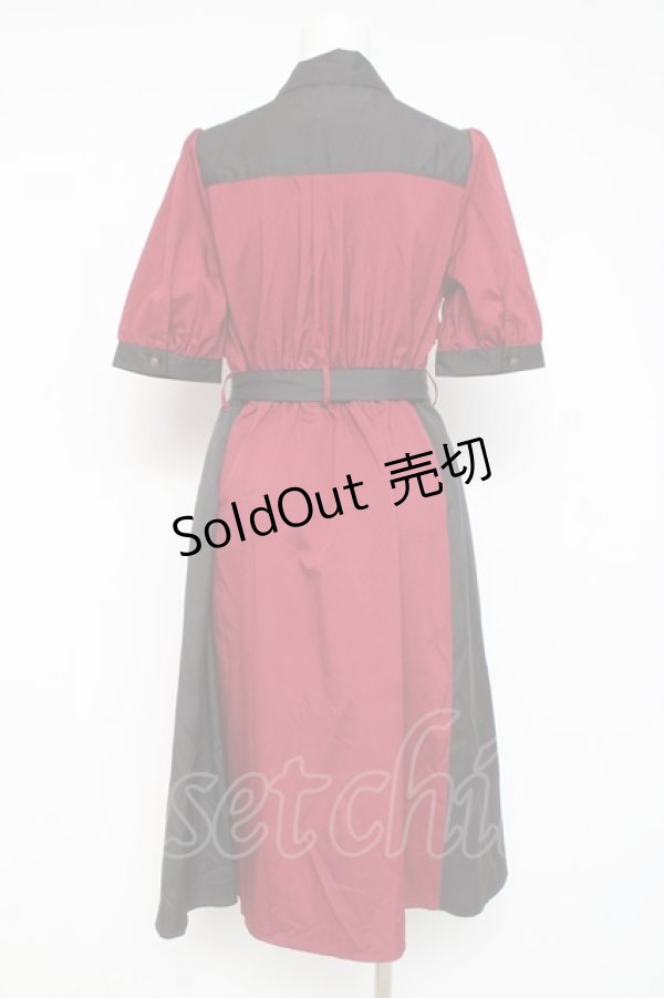 画像2: axes femme / バイカラーシャツワンピース F 赤 Y-26-03-09-231-AX-OP-SZ-ZY (2)