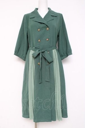 画像: axes femme POETIQUE / バイカラートレンチワンピース M グリーン Y-26-03-09-232-AX-OP-SZ-ZY