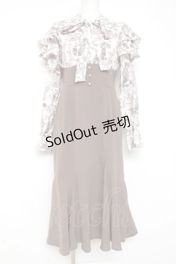 画像1: axes femme / ボウタイドッキングワンピース F モカ Y-26-03-09-233-AX-OP-SZ-ZY (1)