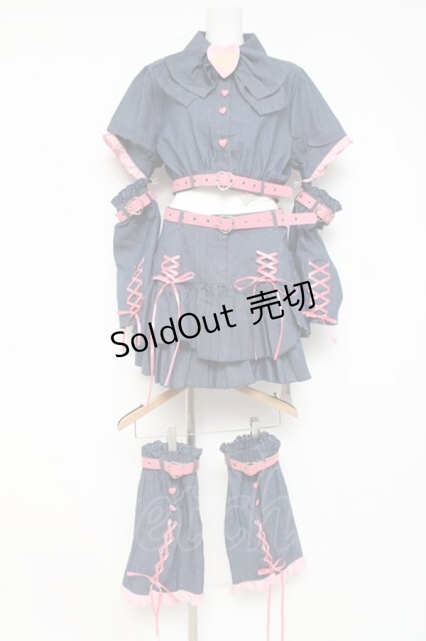 画像1: Ank Rouge / y2k戦う女の子デニムセットアップ M ブルー Y-26-03-09-235-CA-OP-SZ-ZY (1)