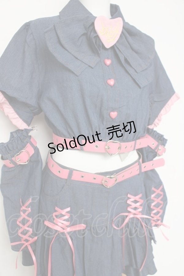 画像2: Ank Rouge / y2k戦う女の子デニムセットアップ M ブルー Y-26-03-09-235-CA-OP-SZ-ZY (2)