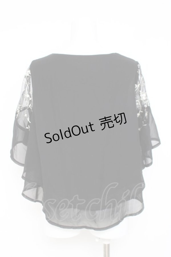 画像3: axes femme / 肩花柄刺繍フレアプルオーバー  黒 Y-26-03-09-026-AX-TO-SZ-ZY (3)