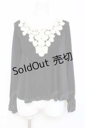 画像: axes femme / 花刺繍レースカットソー  黒 Y-26-03-09-027-AX-TO-SZ-ZY