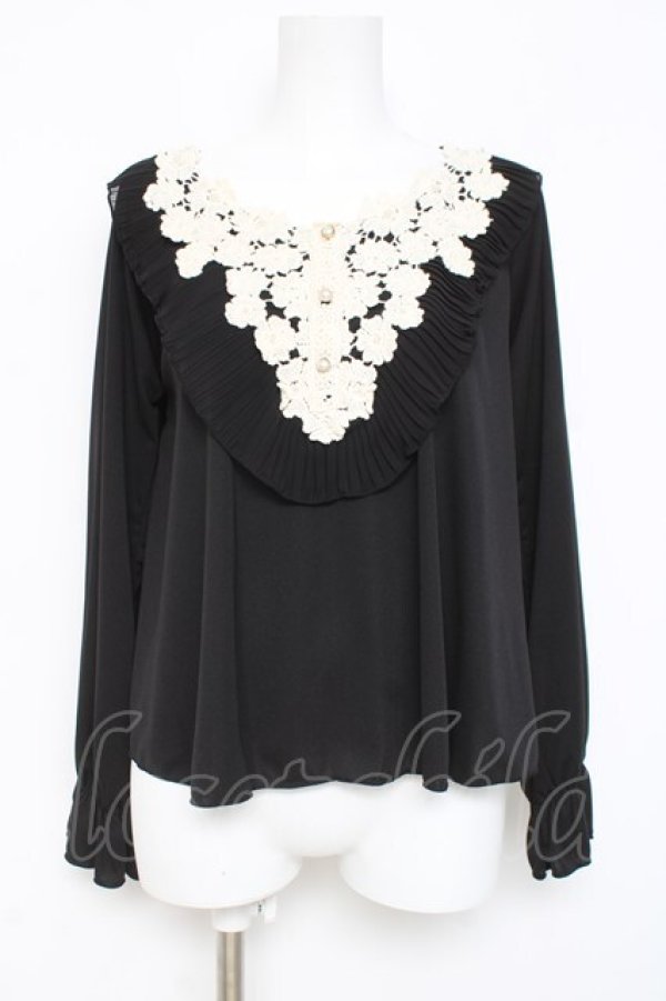 画像1: axes femme / 花刺繍レースカットソー  黒 Y-26-03-09-027-AX-TO-SZ-ZY (1)