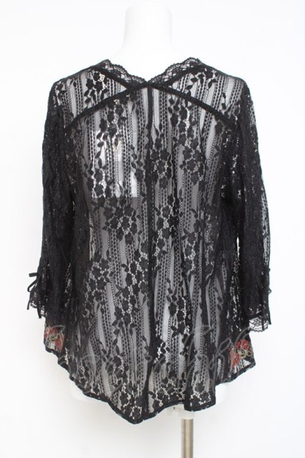 画像3: axes femme / フラワー刺繍レースカーデ/ミュルーズ染織美術館コラボ M 黒 Y-26-03-09-028-AX-TO-SZ-ZY (3)