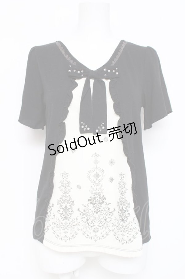 画像1: axes femme / レイヤード風プリント半袖プルオーバー M 黒 Y-26-03-09-029-AX-TO-SZ-ZY (1)