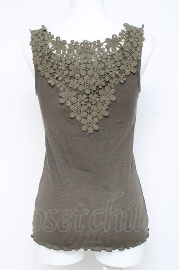 画像2: axes femme / 刺繍レースタンク  カーキ Y-26-03-09-034-AX-TO-SZ-ZY (2)
